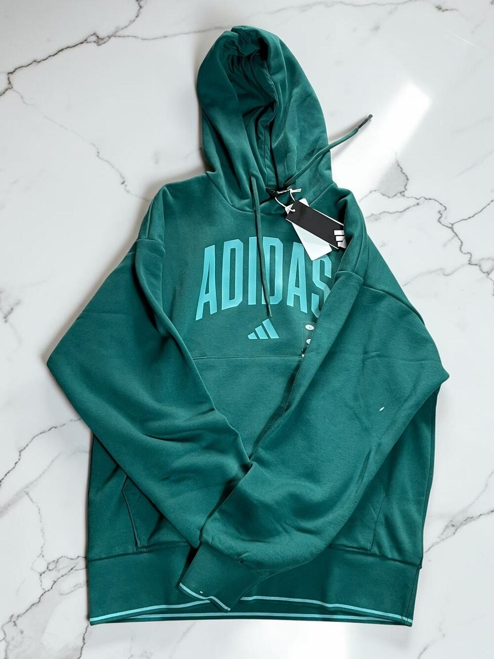 Adidas Hoodie Men’s Large Green Pullover Logo Sweatshirt Athletic NWT